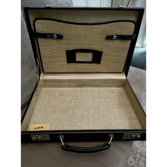 Vintage Sears Briefcase, Black 1950s with Key and Original Box - Picture 4 of 8